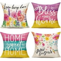 Spring Outdoor Throw Pillow Covers 18x18 Set of 4 Decorative Cushion Cases Home Porch Garden Decor for Patio Furniture Couch Bed Sofa,Watercolor Birds Floral Summer