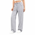thumbnail image 6 of Sweatpants Womens 2026 Fall Baggy Wide Leg Sweatpant Fleece Lined Straight Leg Sweat Pants 28" 29" Inseam Light Gray S, 6 of 6