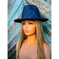 thumbnail image 5 of 2Chique Boutique Women's Extra Bling Blue Rhinestone Embellished Wide Brim Fedora Hat, 5 of 8