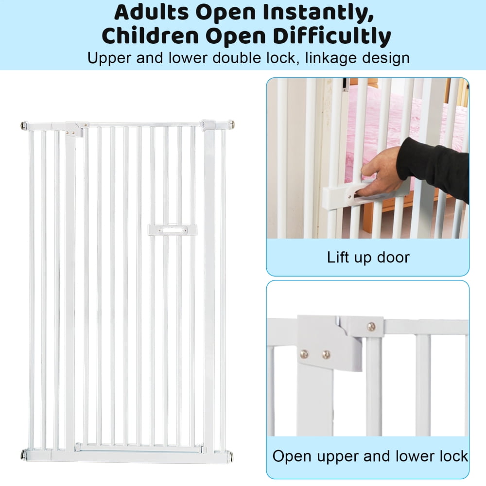 59" Tall Carbon Steel Cat Gate with 1.38in Pipe Spacing & 29-42in Adjustable Width for Stair Hallway
