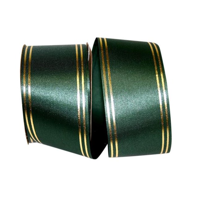 Reliant Ribbon 5503-925-40K 20.5 in. 50 Yards Quad Stripe Ribbon, Hunter