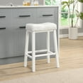 thumbnail image 2 of eHemco Heavy-Duty Padded Faux Leather Saddle Seat Kitchen Counter Height Barstools, 29 Inches, White, 2 of 6