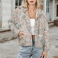 thumbnail image 3 of Jackets for Women Winter Coat Jackets Flannel Stand Collar Jacket(Pink Flower Cherry Blossoms,Size:S-4XL), 3 of 7