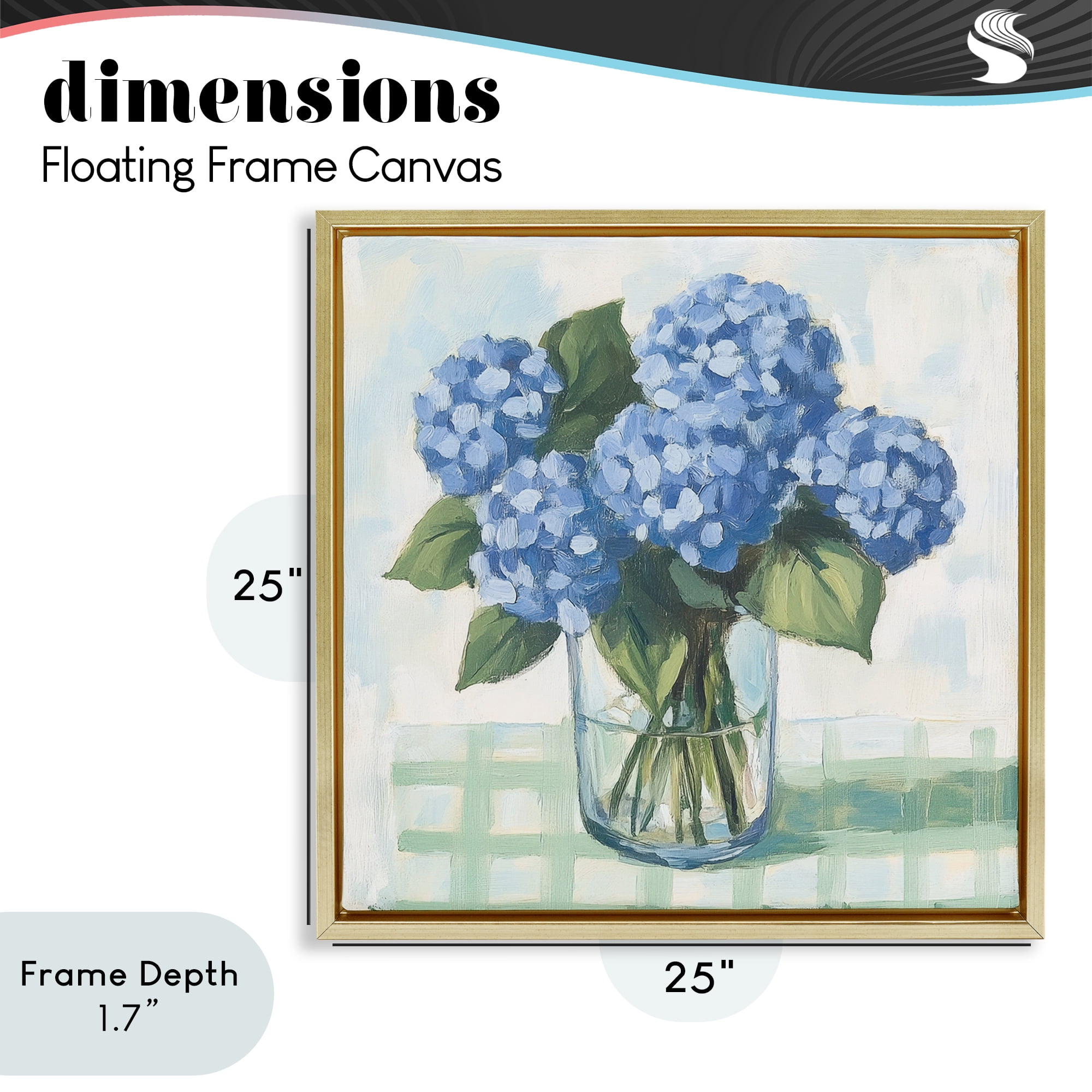 Stupell Industries Quaint Picnic Hydrangeas Gold Framed Floater Canvas Wall Art, design by Petal Prints Design