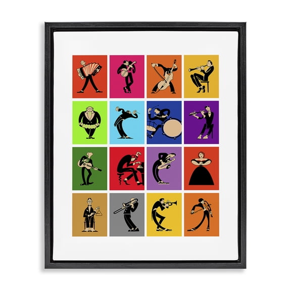 Stupell Industries Modern Modern Orchestra Musicians Black Floating Frame Canvas Art, 17 x 21, by Mark Rogan