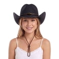 thumbnail image 4 of Gustave Straw Cowboy Hat for Women Men Western Cowgirl Sun Hat Wide Brim Summer Beach Hat with Windproof Chin Strap - Black, 4 of 7