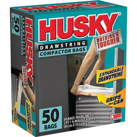 Husky 18 Gal Exp Drawstring 50 Ct White Compactor (Best Kitchen Trash Compactor)