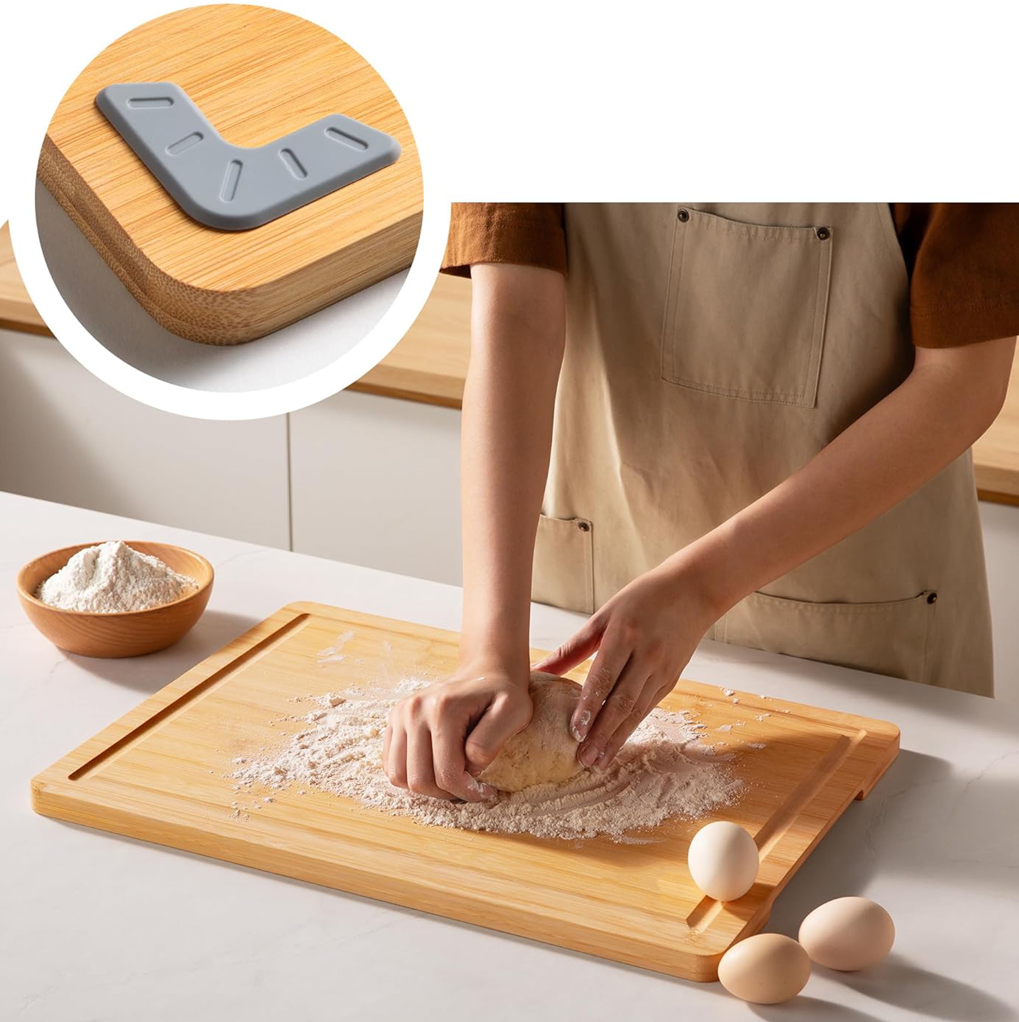 Mainstays Non-slip Bamboo Cutting Board, 14" x 19.5" with Juice Groove