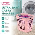 thumbnail image 4 of Sterilite Ultra Easy Carry Laundry Basket, 2.1 Bushel Plastic Hamper, Pink Frost, 4 Pack, 4 of 9