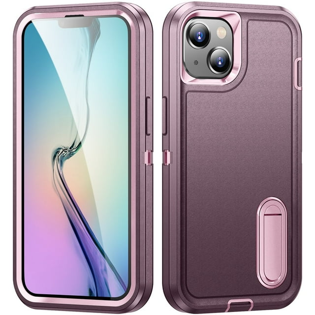 for iPhone 15 Plus Case, iPhone 15 Plus Phone Case with Built in Kickstand, Shockproof/Dustproof/Drop Proof Heavy Duty Military-Grade Rugged Protective Cover for iPhone 15 Plus,Purple