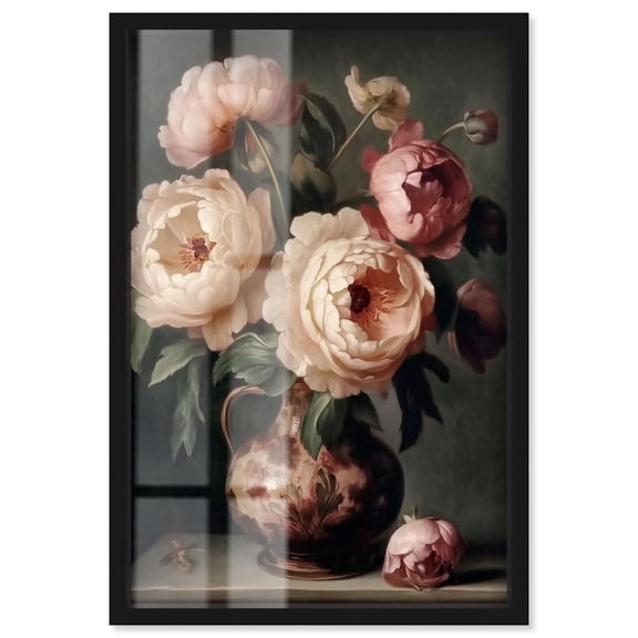 Peony Rhapsody Shadowbox Print Floral Art Prints by Art Remedy, Black Frame, 10 x 15