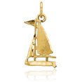 thumbnail image 3 of 10K Solid Yellow Gold Sailboat Necklace Chain Pendant Charm with chain 20inch, 3 of 8