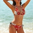 thumbnail image 5 of Blood Splatter Graphic Women's Bikini V Neck Swimsuit Set 2 Piece Over Size Bathing Suit Side Triangle Bathing Suit, 5 of 9
