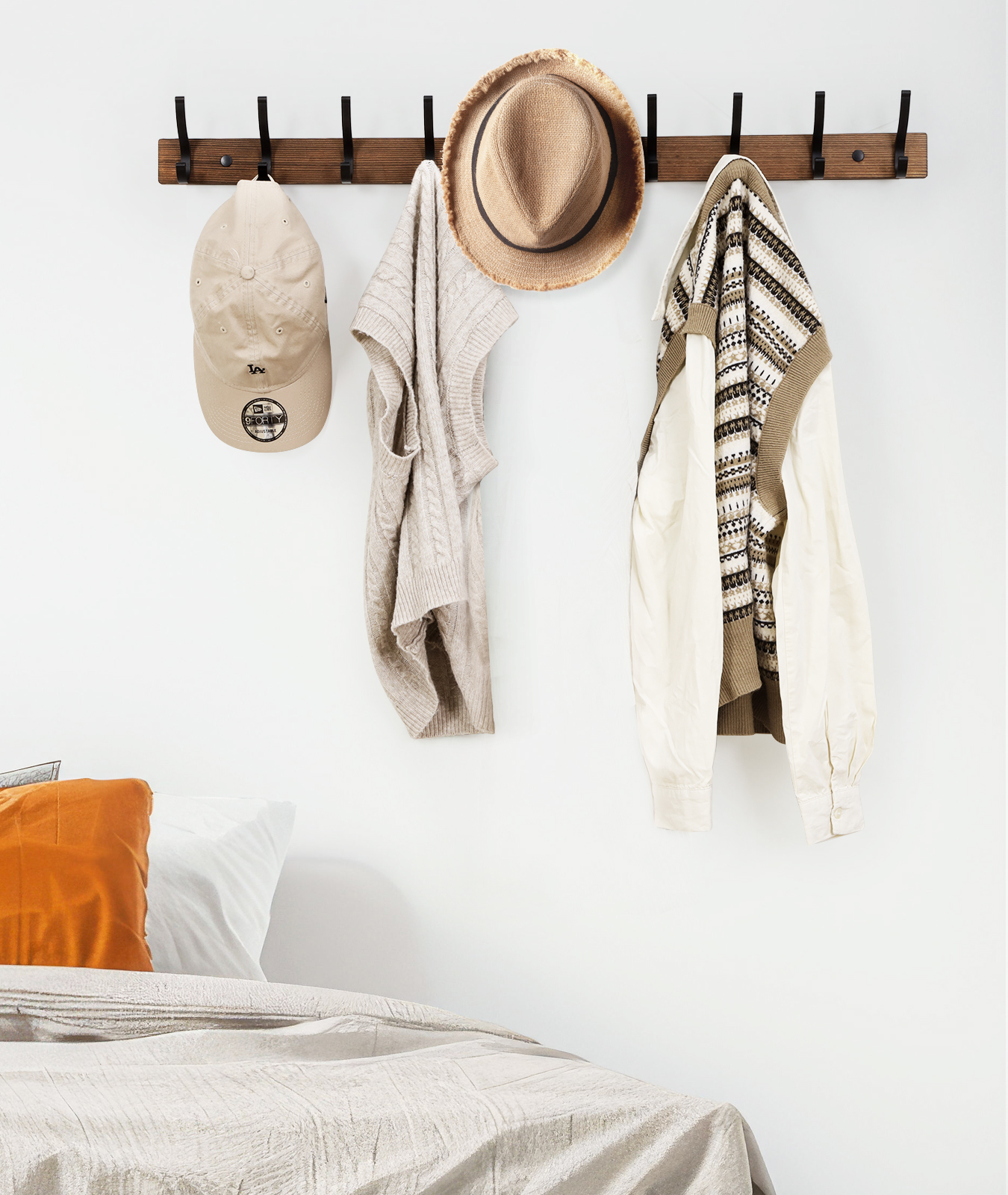 Optish 2 Pack Wood Wall Mount Coat Hooks with 5 Hooks photo 4