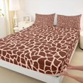 thumbnail image 3 of Homewish Fashion Giraffe Print Twin Sheet Sets, Brown Abstract Ombre Twin Fitted Sheet, Teens Adult Women Flat Sheet, Lightweight Room Decor, 3pcs, 3 of 7