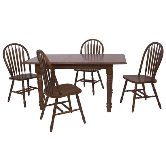 Andrews 5Pc 60" Rectangle Butterfly Extendable Dining Set in Chestnut Brown Wood