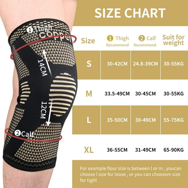 Copper Knee Brace for Women & Men Arthritis Pain Relief and Support  Compression Knee Sleeve for Weight Lifting,Running,Workout,Gym, Cycling (  Golden, Large) 