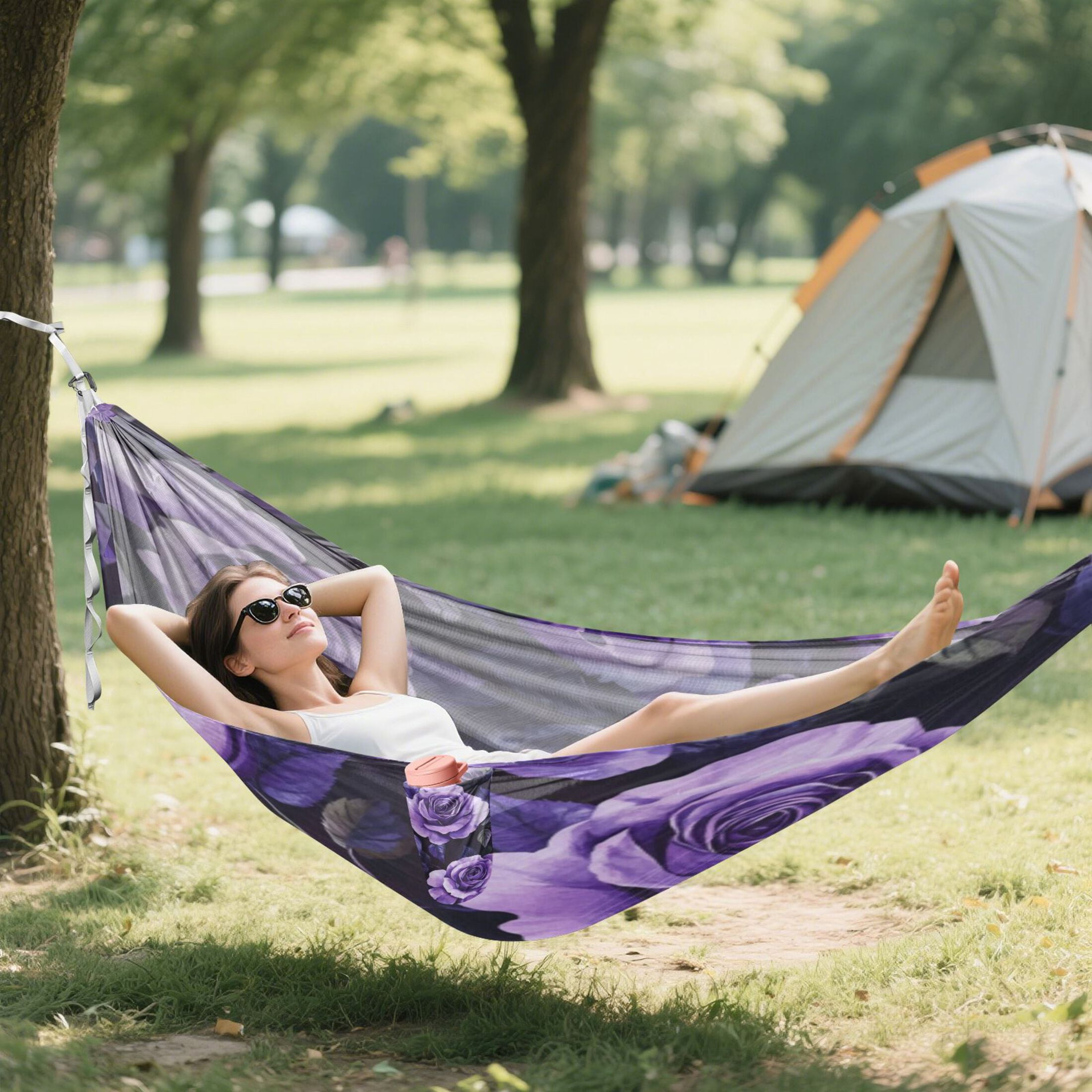 Hammock Camping Hammock Nylon Portable Hammock Travel Camping Hammock Purple Rose