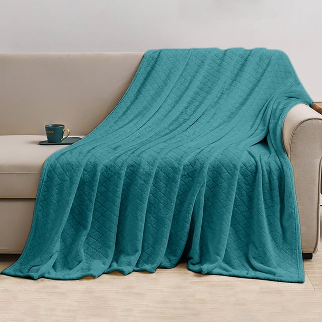 Manta acolchada para todas las estaciones: manta térmica suave y transpirable para cama, sofá o viajes, manta de felpa lavable.