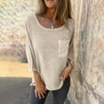 thumbnail image 2 of biudgviw Lounge Shirts for Women Fall Baggy 3/4 Length Sleeve Basic Tops Comfy Solid Color Round Neck Vacation T-Shirts, 2 of 6