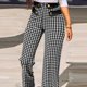 thumbnail image 4 of ICHUANYI Clearance Women Fashion Casual Plaid Print Button Straight Suit Pants(Black, XL) ICHUANYI WER2023081108207, 4 of 9