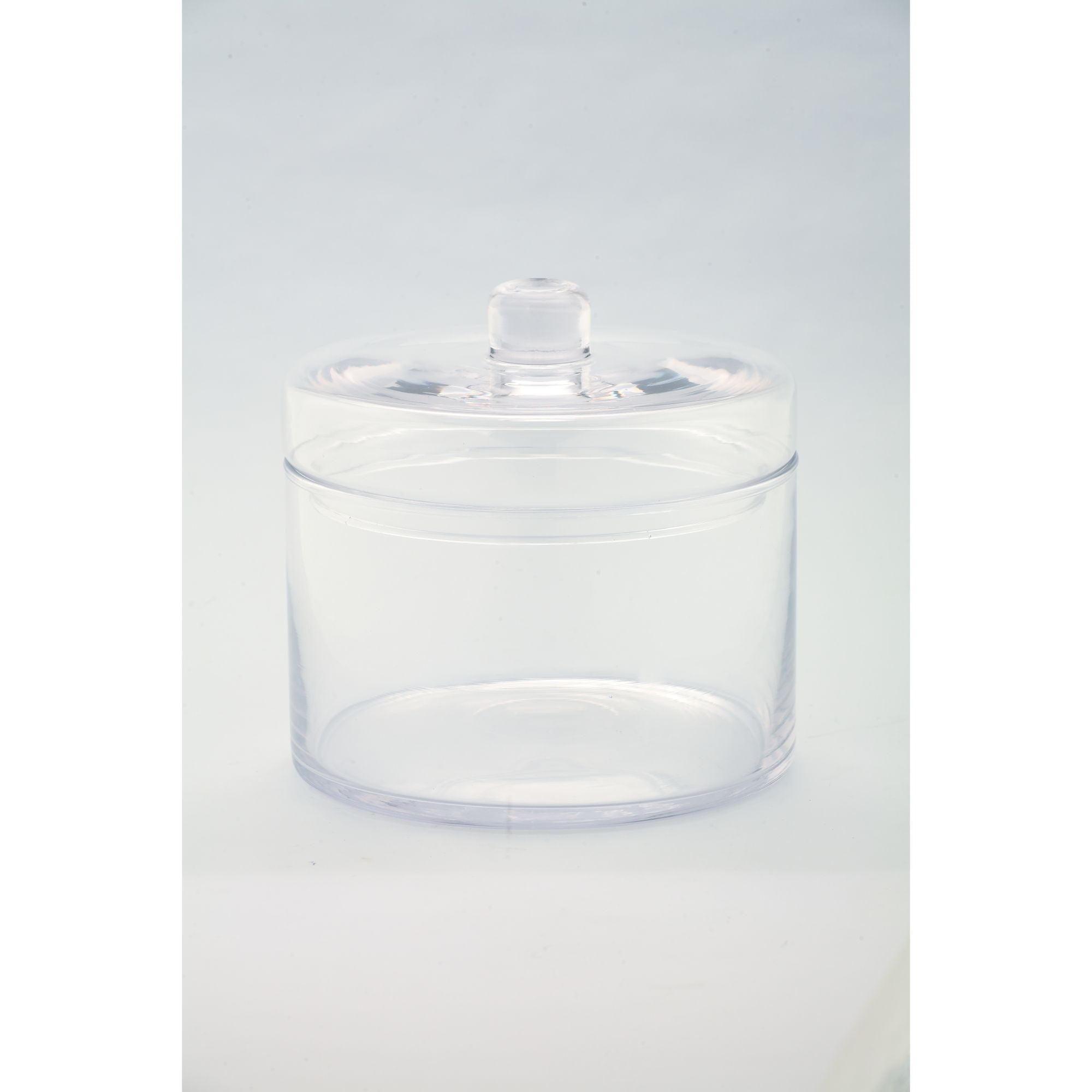 6.5" Clear Solid Cylindrical Hand Blown Glass Jar with Finial Lid