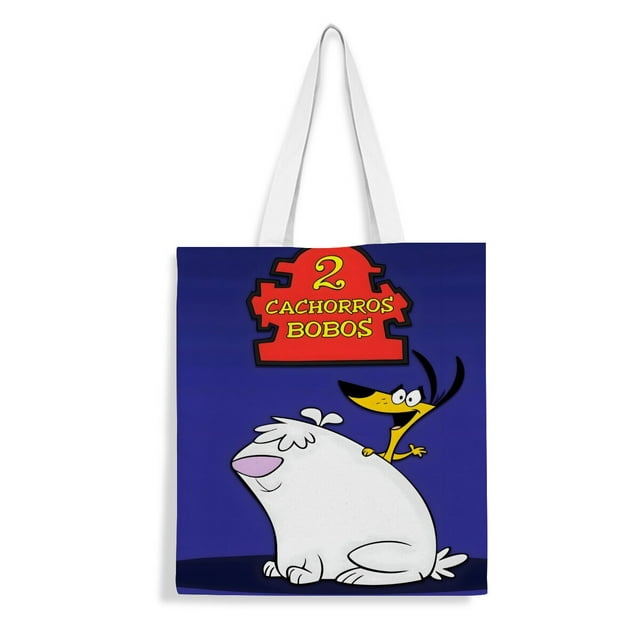 2 Stupid Dogs Bolso de tela con estampado de lienzo para mujer, bolsa de compras reutilizable y estética, con cremallera interior, regalo para mujer,38*45cm.