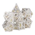 thumbnail image 2 of Dados poliédricos huecos, 7 piezas de dados de metal con patrón de calavera hueca, características mejoradas, 2 of 5