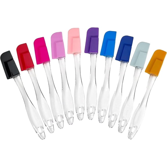 Mini Spatulas Set - 10 Piece Heat Resistant Silicone Mini Spatula Set for Baking, Cooking, Mixing. Dishwasher Safe
