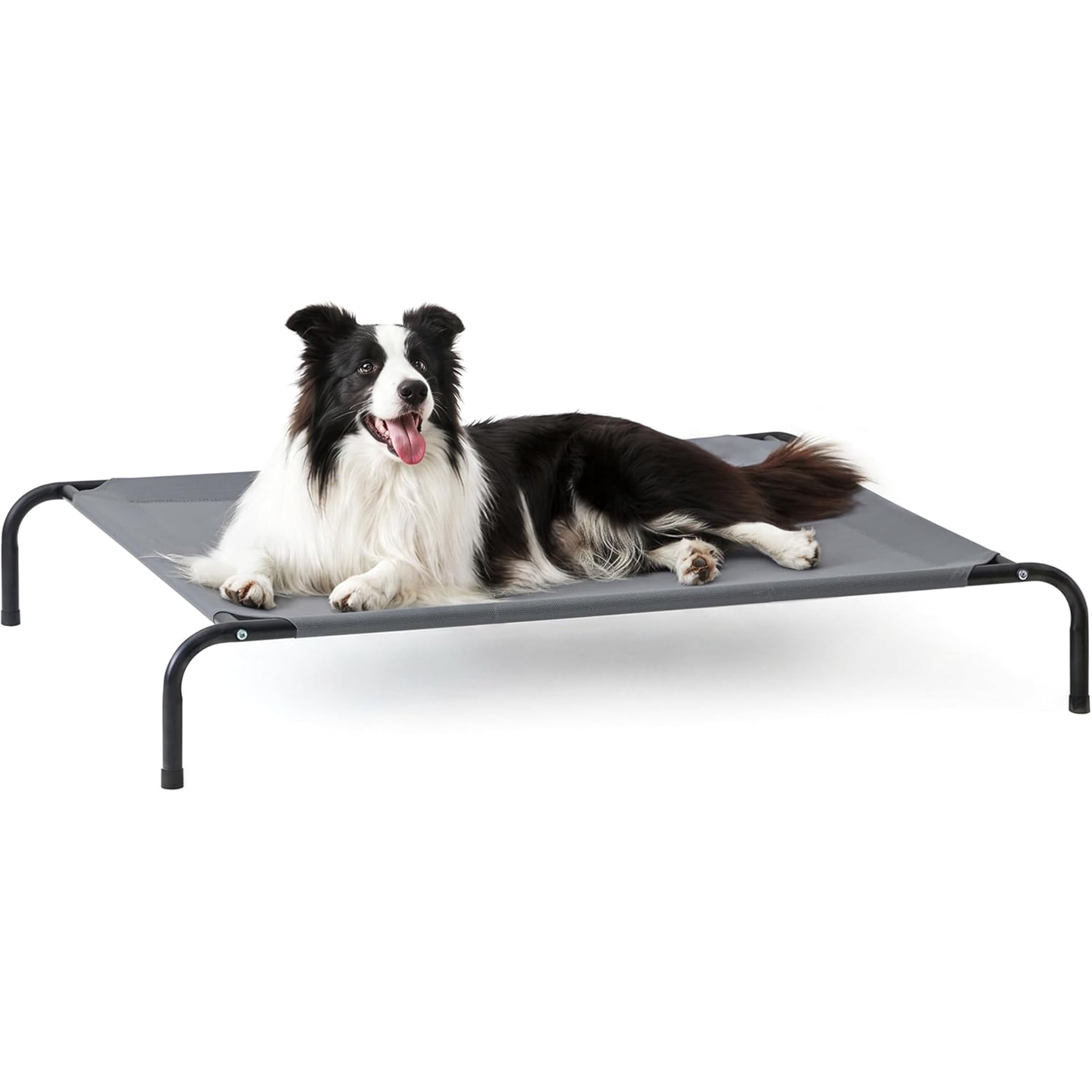 Elevated Cooling Dog Bed for Large Dogs, Portable Indoor & Outdoor Raised Pet Dog Cat Cot, Durable Summer Frame with Breathable Mesh, Grey, 48 inches