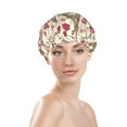 thumbnail image 3 of Kll Paris Vintage Pattern Shower Cap & Bath Cap For Women,Reversible Oversized Waterproof Shower Caps For All Hair Lengths,Elastic Reusable Bathing Hair Cap, 3 of 9