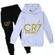 thumbnail image 3 of Ropa para niños Sudadera con capucha y pantalones Traje para niño de 3 a 12 años Sudadera de primavera y otoño Chándal de fútbol CR7 Traje deportivo para vacaciones para niños, 3 of 5