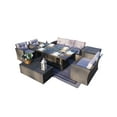 thumbnail image 6 of 7-Piece Wicker Patio Fire Pit Conversation Set with Ice Container and Gray Cushions, 6 of 10