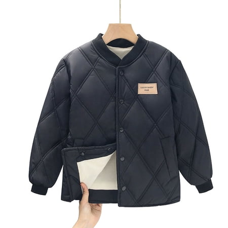 Mgmyaa Boys Girls Reversible Padded Jacket Quilted Fleece-Lined Warm Winter Coat Innerwear Outerwear 3-15 Years