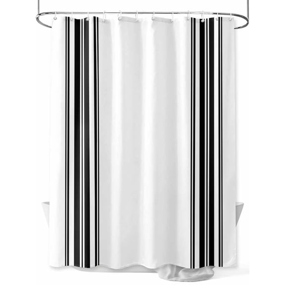 Black White Stripe, Small Stall Shower Curtain, Waterproof Shower Curtains for Bathroom, Abstract Geometric Washable Fabric Cloth Bath Curtain for Bathtub Decoration with Hooks 36x72 Inches