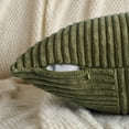 thumbnail image 3 of Fancy Homi Set of 2 Moss Green Boho Decorative Throw Pillow Covers 18x18 inch for Living Room Bedroom Couch Bed Sofa, Modern Farmhouse Home Decor, Soft Striped Plaid Corduroy Accent Cushion Case, 3 of 5