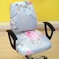 thumbnail image 2 of Floral Stretch Office Armchair Swivel Computer Chair , Peony, 2 of 5