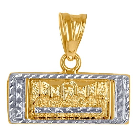 10k Gold Two-tone Dc Mens Last Supper Height 18mm X Width 20.3mm Religious Charm Pendant Necklace for Men