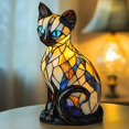 thumbnail image 4 of Lampe Chat, Veilleuse de Table en Résine Teintée, Lampe Chat Siamoise Veilleuse de Table Style Vintage Éclairage Décoratif (A), 4 of 4