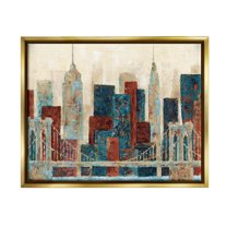 Stupell Industries Urban City Bridge Architecture Painting Metallic Gold Floating Framed Canvas Print Wall Art, Design by Cloverfield & Co.