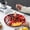 Red, variant on Divided Snack Plate 5 Compartment Serving Tray for Fruits Candy Nuts, Round Wheat Straw Dish for Party Appetizers Desserts, Home Kitchen Dining Table Snack Bowl