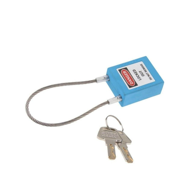 Stainless Steel Cable Safety Padlock Lockout Isolation Padlock Safety Lockout Security Padlock Safety Lock, 7 Color Blue