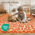 thumbnail image 4 of ODIKA 2'x3' Burnt Orange Cheetah Spotted Print Washable Doormat Wild Jungle Blossom Motif Scattered Petals Animal Layout for Entryway, Kitchen, Laundry Room, Non-Slip, Low Pile, 4 of 7