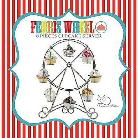 CHARMED FERRIS WHEEL CUPCAKE DESSERT HOLDER; 8 MINI CUPCAKES; SILVER