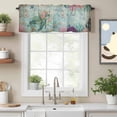 thumbnail image 2 of Vintage Sea Turtles Valance Curtain for Windows Pink Flower Shell Starfish Coral Ocean Watercolor Rod Pocket Curtain Valances Short Window Treatments for Kitchen Bathroom Laundry 42 x 12 Inch, 2 of 9