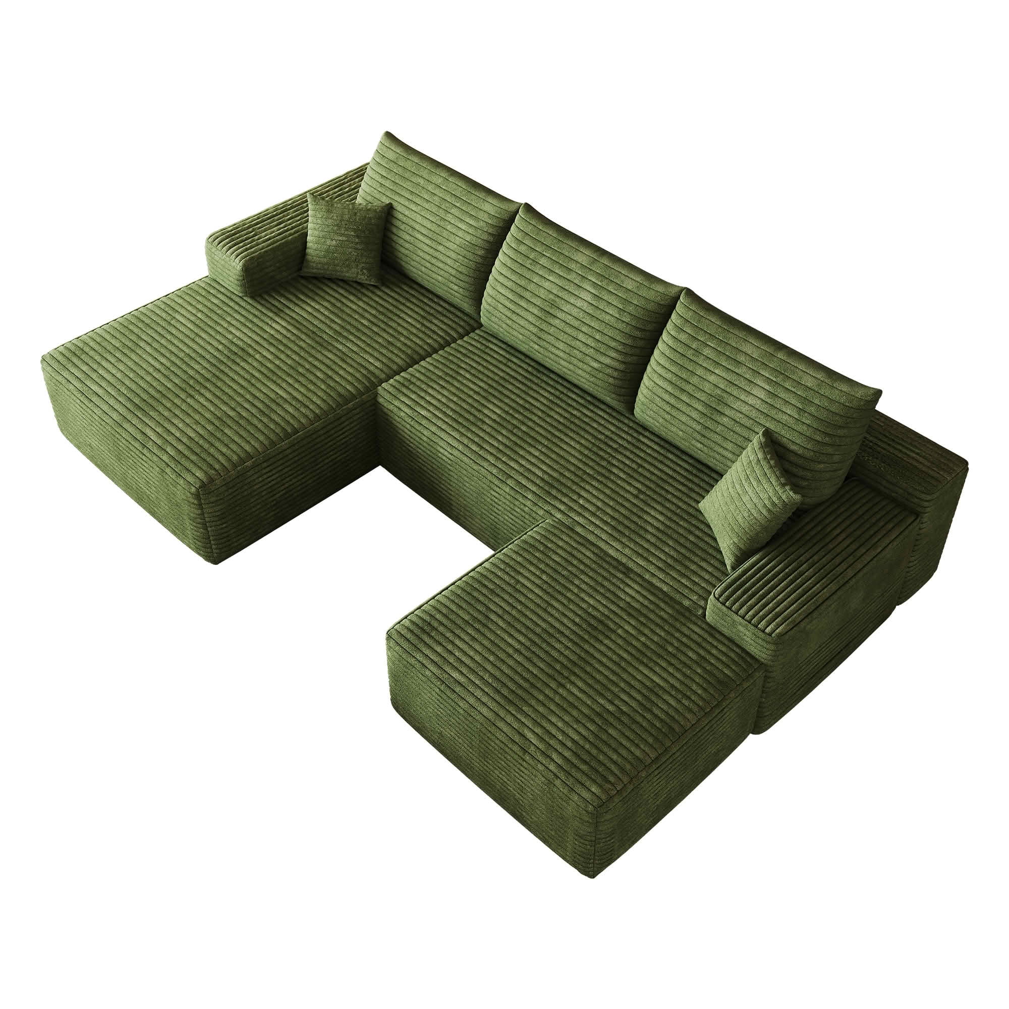 MAYEERTY 107 Inch L‑Shape Cloud Sectional Couch with Chaise, Modern Modular Deep‑Seat Sofa, Plush Corduroy Upholstered Couch, No Assembly Required for Living Room Bedroom Apartment