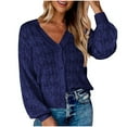 thumbnail image 5 of jtjvou Women's Lightweight Crochet Cropped Cardigan 2025 V Neck Long Sleeve Button up Sweater Blue L, 5 of 7