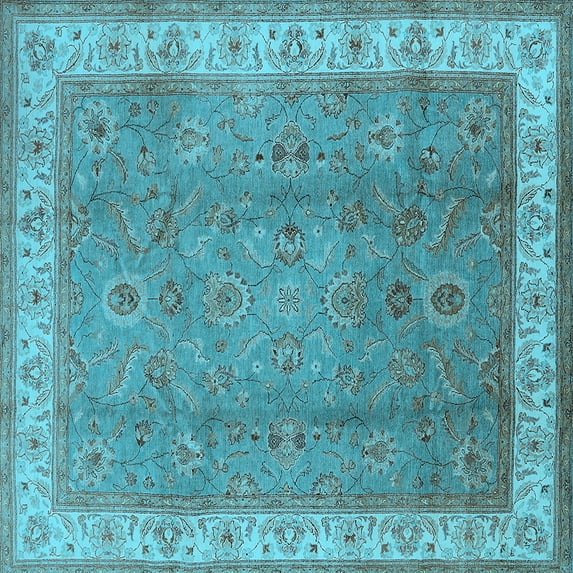 Ahgly Company Indoor Square Oriental Light Blue Traditional Area Rugs, 4' Square