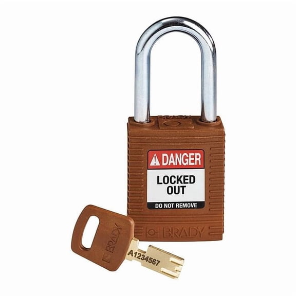 Brady Lockout Padlock,Brown,1-13/16" H Body NYL-BRN-38ST-KD