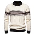 thumbnail image 2 of Hinvhai Mens Crewneck Sweater Casual Long Sleeve Fashion Argyle Knitted Pullover Oversized Chunky Winter Base Warm Sweaters White 10(XL), 2 of 8